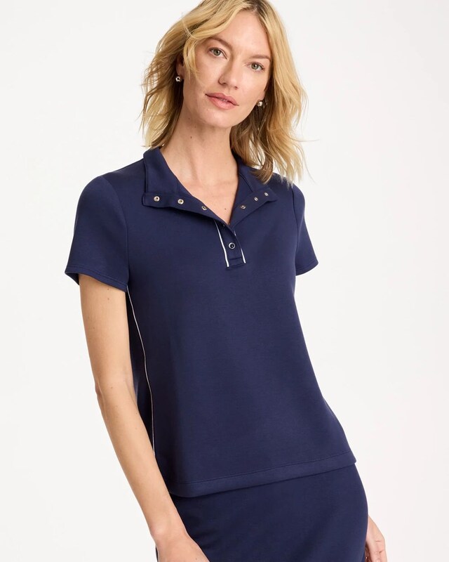 Zenergy Soft Pique Piped Pullover